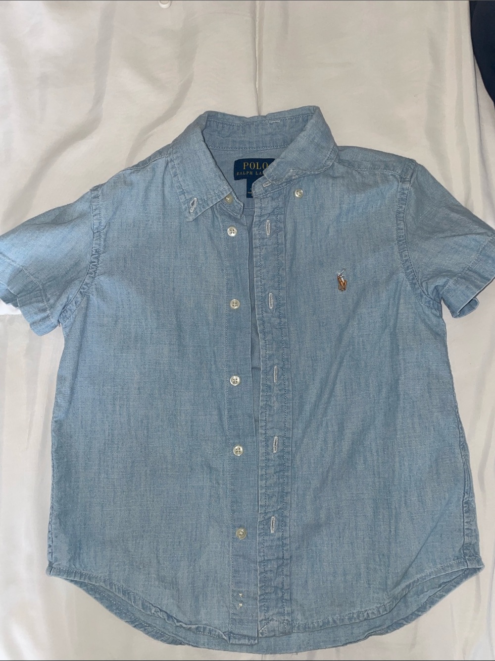 Polo by Ralph Lauren Light Blue Short Sleeve Button-Down Denim Shirt